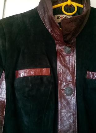 Замшевая кожаная куртка с кожаными вставками. пиджак.2 фото
