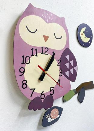 Детские часы настенные с маятником :: сова (34х22 см)