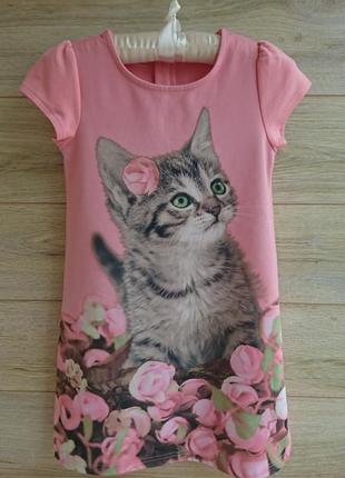 Нарядное платье с котиком h&amp;m 7-8л 2