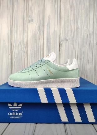 Женские кеды adidas topanga mint white из натуральной замши8 фото