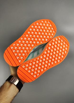 Женские кроссовки adidas iniki turquoise orange из натуральной замши3 фото