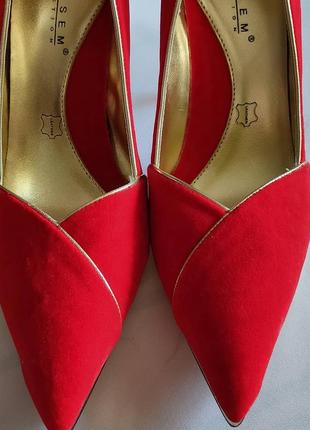 Туфли красные замшевые, модельные5 фото