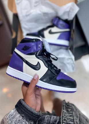 Кроссовки jordan 1 retro в фиолетовом цвете из кожи (36-44)💜