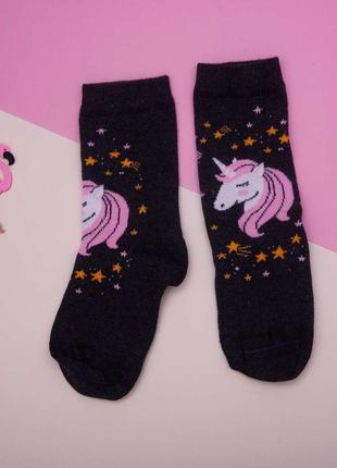 Шкарпетки на дівчинку з єдинорогом носки на девочку с единорогом високі высокие1 фото