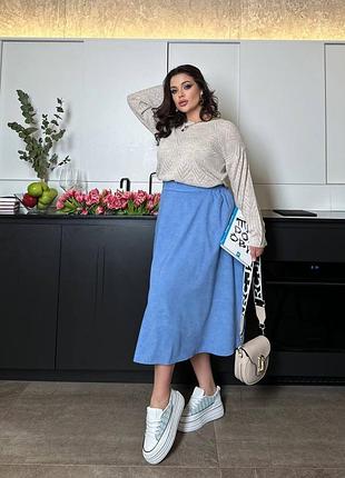 Юбка микровельвет на трикотаже