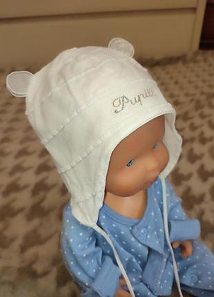 Шапочка з вушками 6-12 міс. демісезона шапка на дівчину. шапочка на хлопчика