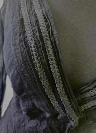 Блуза полупрозрачная шелковая черная с орнаментом v вырез7 фото