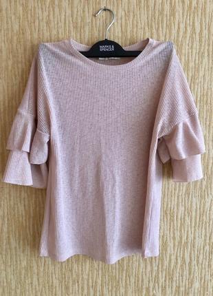 Легкая пудровая блуза с воланами