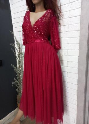 Стильне,гарне ,темно-червоне ,вечірнє,плаття ,сукня ,міді8 фото