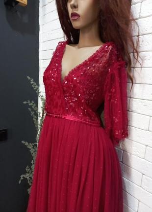 Стильне,гарне ,темно-червоне ,вечірнє,плаття ,сукня ,міді5 фото