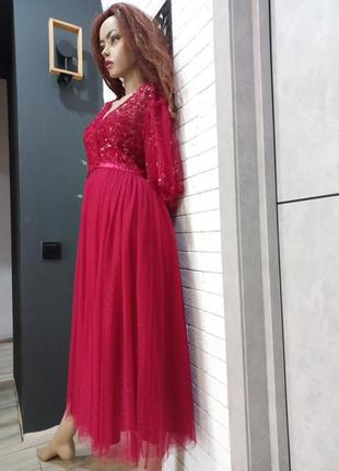 Стильне,гарне ,темно-червоне ,вечірнє,плаття ,сукня ,міді2 фото