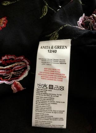 Шикарна блуза в українському стилі anita &green / квітковий принт , 100% віскоза ☘️5 фото