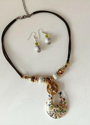 Набір кольє муранське скло murano і сережки