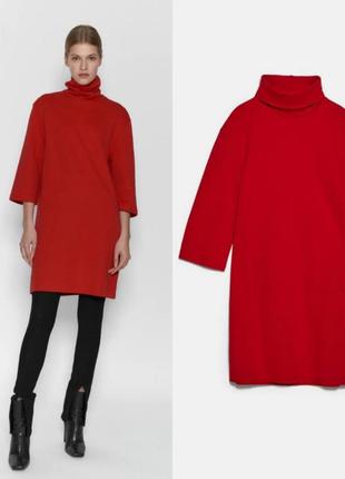 Zara новое платье красное прямое туника свитер
