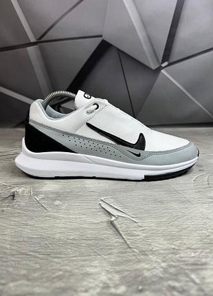 Мужские кожаные кроссовки в стиле nike белого цвета, кроссовки бежевый с натуральной козы