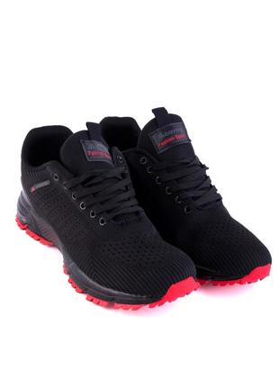 Чоловічі чорно-червоні кросівки на шнурівці3 фото