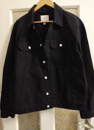 Чорна джинсова куртка h&amp;m джинсовка4 фото