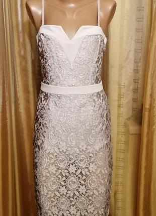 Кружевное платье-футляр от river island, размер s-m