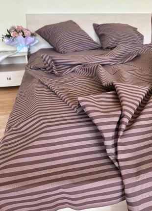 Комплект постельного белья бязь-люкс, коричневая полоска
