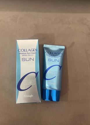 Зволожувальний сонцезахисний крем для обличчя enough collagen moisture sun cream spf 50+ / pa +++ з колагеном