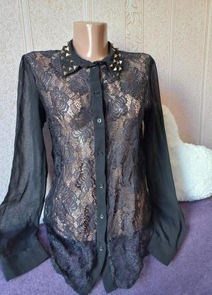 Винтажная нарядная блуза кружевная мереживна гипюровая с декором4 фото