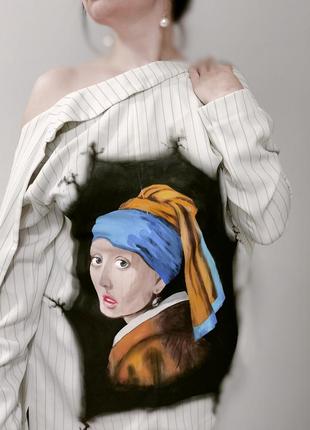 Пиджак с изображением всемирноизвестной картины "девушка с жемчужными серьгами".1 фото