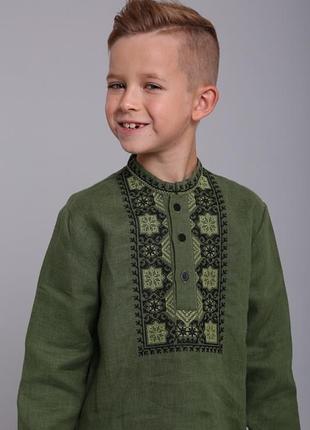 4434 ексклюзивна дизайнерська вишиванка для хлопчика на 100%льоні
