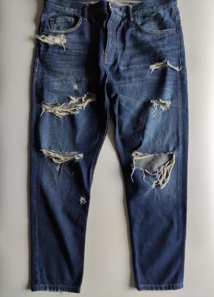 Джинси zara slim fit ripped jeans 34 сині1 фото