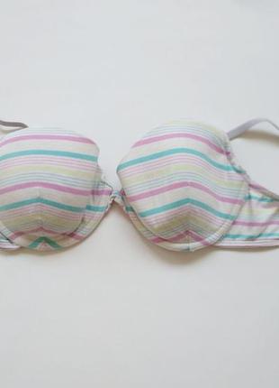 Бюстгальтер yigga білий в кольорову смужку бюстгалтер лівчик ліфчик у смужку фірмовий формована чашка