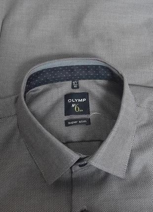 Шикарная серая рубашка в ёлочку olymp №6 six super slim, 💯 оригинал, молниеносная отправка8 фото