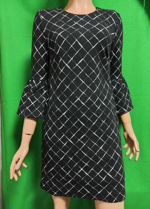 Платье с оборками на рукавах, из крепового трикотажа  calvin klein