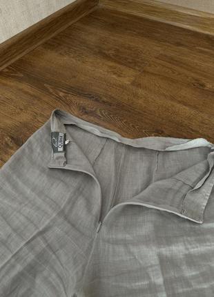 Итальянские брюки со стрелками льняные прямые серые со стрелками  размер м4 фото
