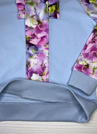 Костюм (світшот і штани)  дитячий для дівчинки (двунитка) з яскравим принтом флорінда kflo-56 фото