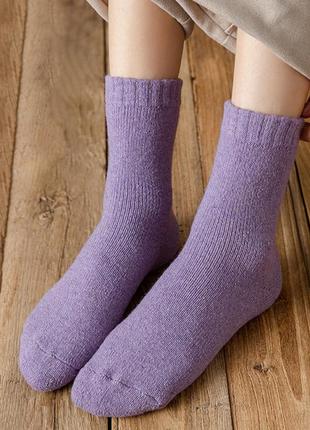 Бузкові шкарпетки шерстяні 3606 лавандові махрові зимові дуже теплі теплі носки 36-40р. лілові