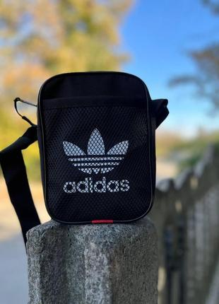 Сумка adidas черного цвета / мужская спортивная сумка через плечо адидас / барсетка adidas