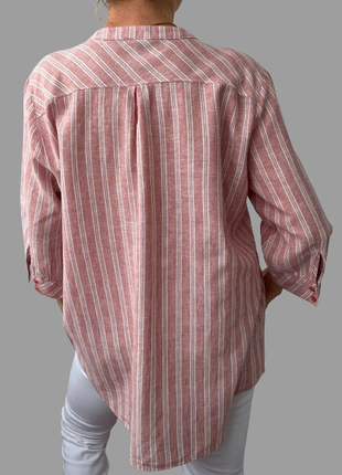 Льняная рубашка поло без воротника esmara/германия 50-52 розовая новая2 фото