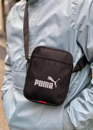 Сумка puma чорного кольору / спортивна сумка через плече пума / барсетка puma