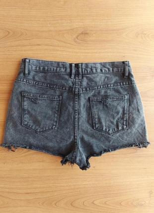 Черные рваные джинсовые вываренные шорты, р. 383 фото