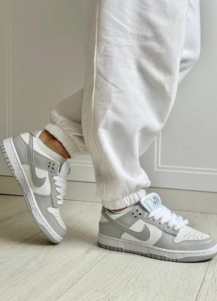 Nike dunk white grey8 фото