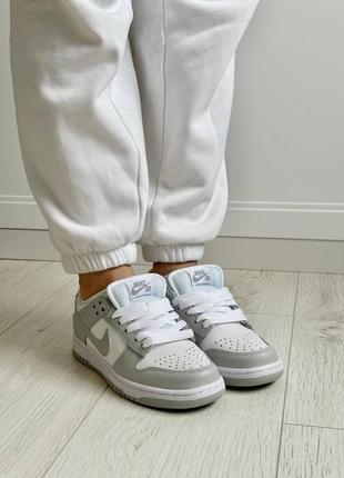 Nike dunk white grey9 фото