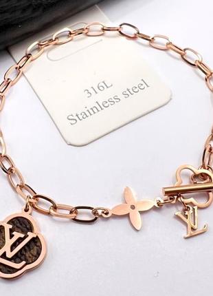 Гиппоалергенный позолоченный браслет из медицинской стали (stainless steel)