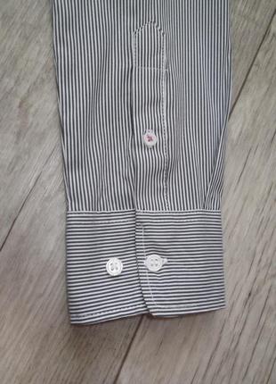 Классическая рубашка, приталенная базовая женская рубашка h&m в серую полоску, р.s-m4 фото