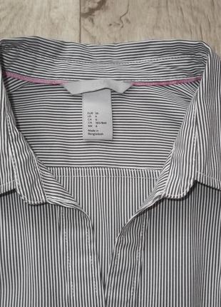 Классическая рубашка, приталенная базовая женская рубашка h&m в серую полоску, р.s-m3 фото