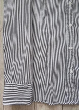 Классическая рубашка, приталенная базовая женская рубашка h&m в серую полоску, р.s-m8 фото