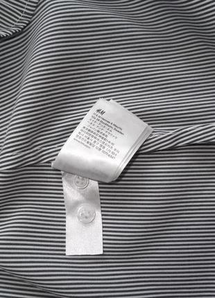 Классическая рубашка, приталенная базовая женская рубашка h&m в серую полоску, р.s-m5 фото