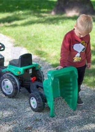 Трактор педальный с прицепом (красный, зеленый)6 фото