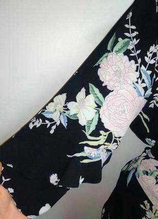 Блуза на запах цветочный принт с воланами 16/50-52 размер f&amp;f4 фото
