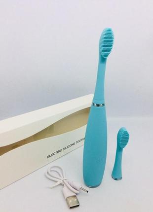 Звуковая силиконовая зубная щетка electric silicine toothbrush + запасная щетка