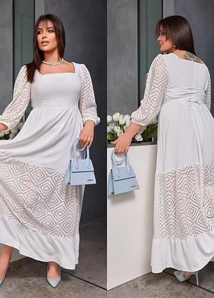 Элегантное женское комбинированное платье макси
