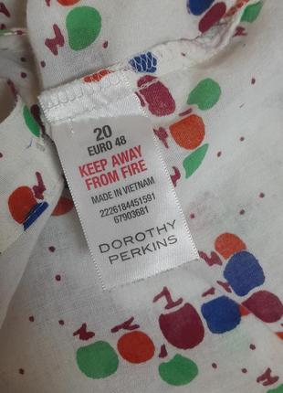 Красивая хлопковая блузка белого цвета в яблочный принт dorothy perkins made in vietnam5 фото